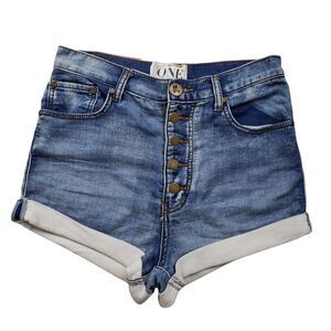 One Teaspoon Lovers Shorts Womens 26 Low Rise Botton Fly Cuffed Hem Y2K